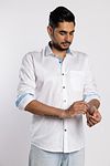 Detailed Long Sleeve Cotton Shirt Summer Sky (Blue)