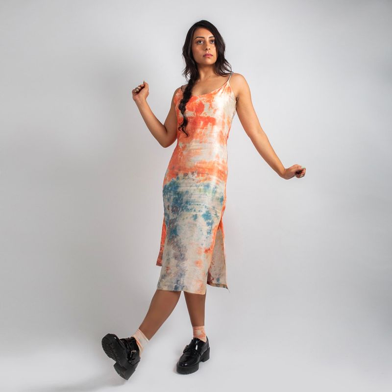 Linen Satin Slip Dress - Iced Peach