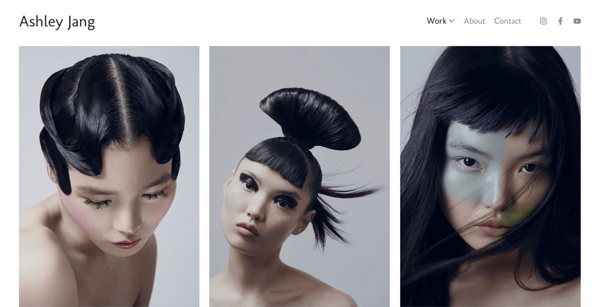 Sito web del portfolio di modelle di Ashley Jang