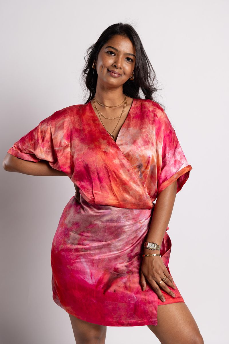 Kimono Wrap Dress - Scarlet Sky