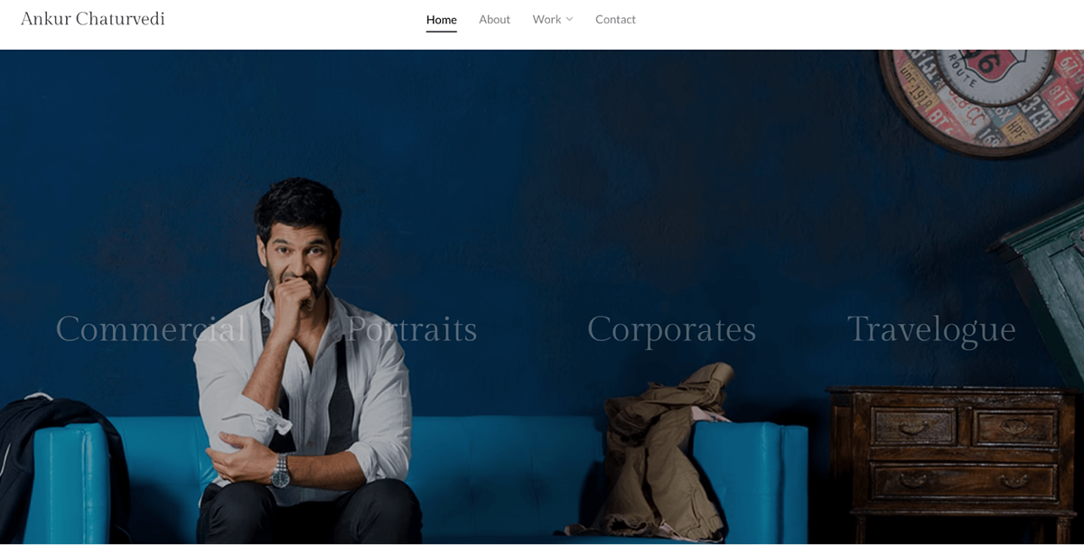 Site do portfólio de fotografia comercial de Ankur Chaturvedi