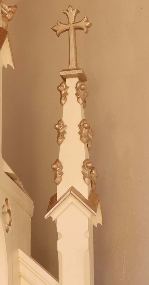 hand carved crockets and spire