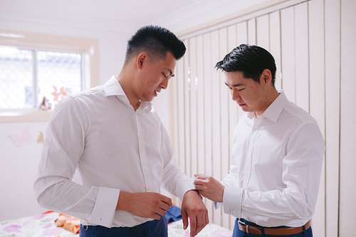 Groom Getting Ready