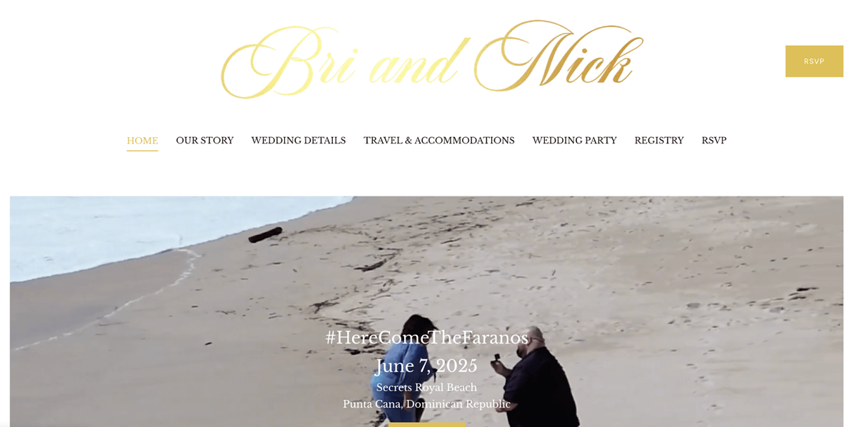 Trouwwebsite van Bri en Nick