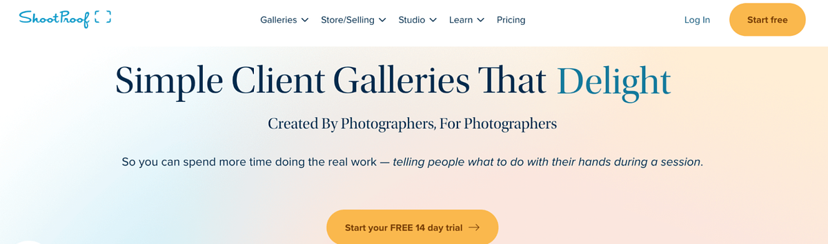 Homepage of ShootProof