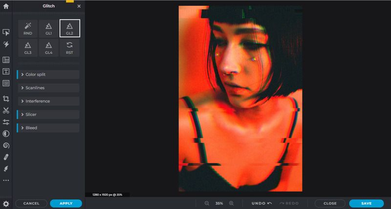 Pixlr - Effet Glitch utilisant l'IA