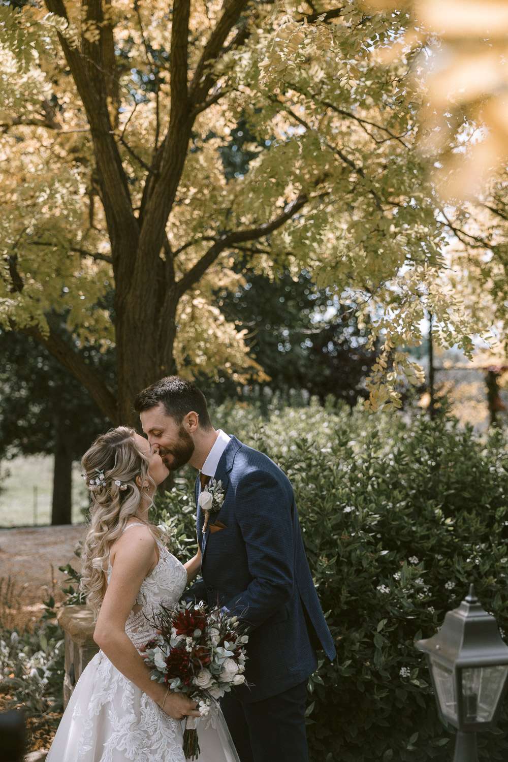 Bride and Groom's First Look at Waldara Farm Blue Mountains