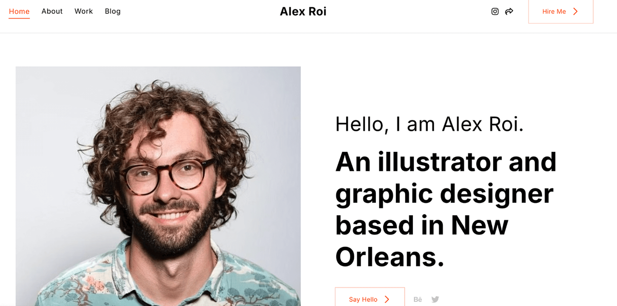 Pixpa's website template Porto