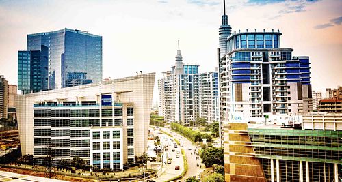 Cityscape, buildings, aerial shot of the city