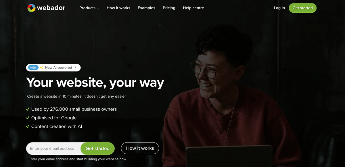 Webador home page