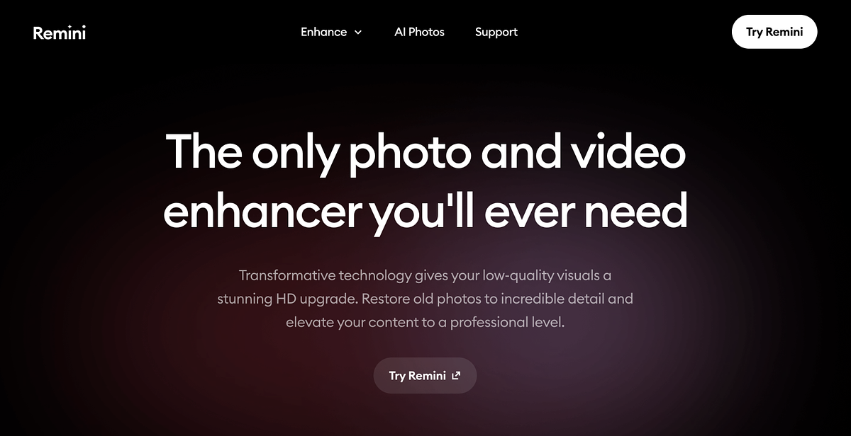 Página inicial do Remini