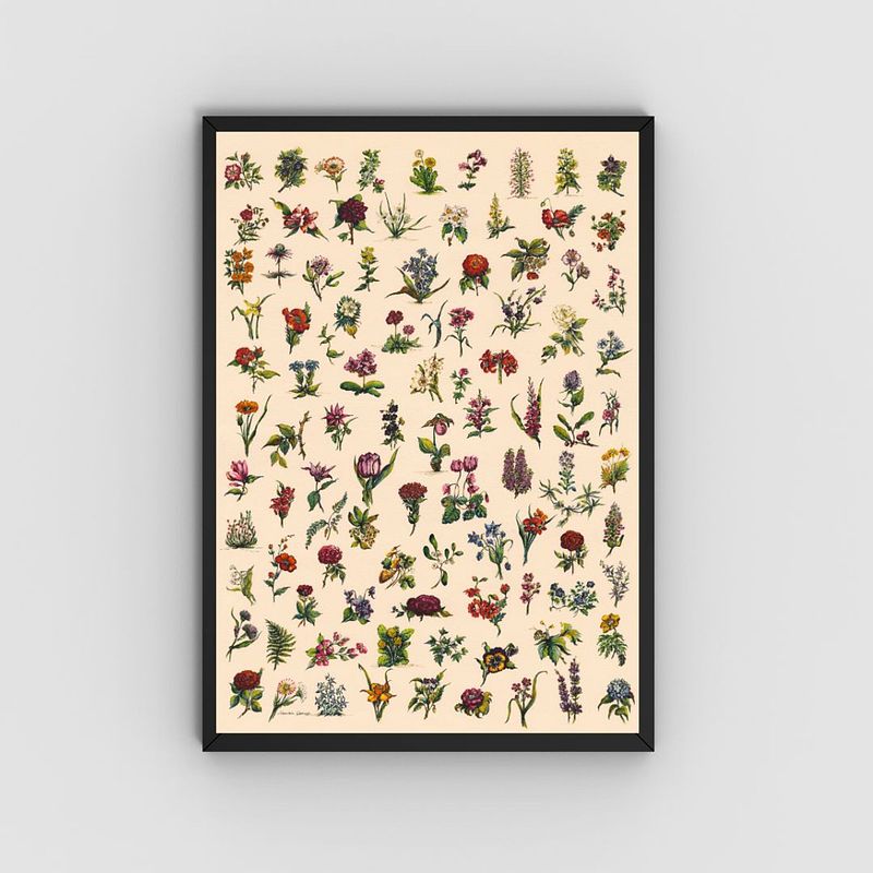 Ditsy Vintage Floral Art in Watercolour and Pen