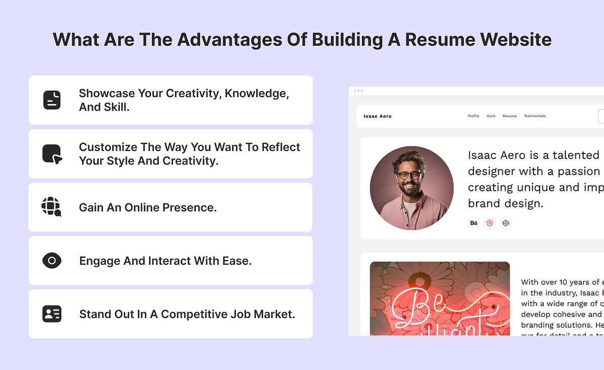 Infographic showing the advantages of building a resume website