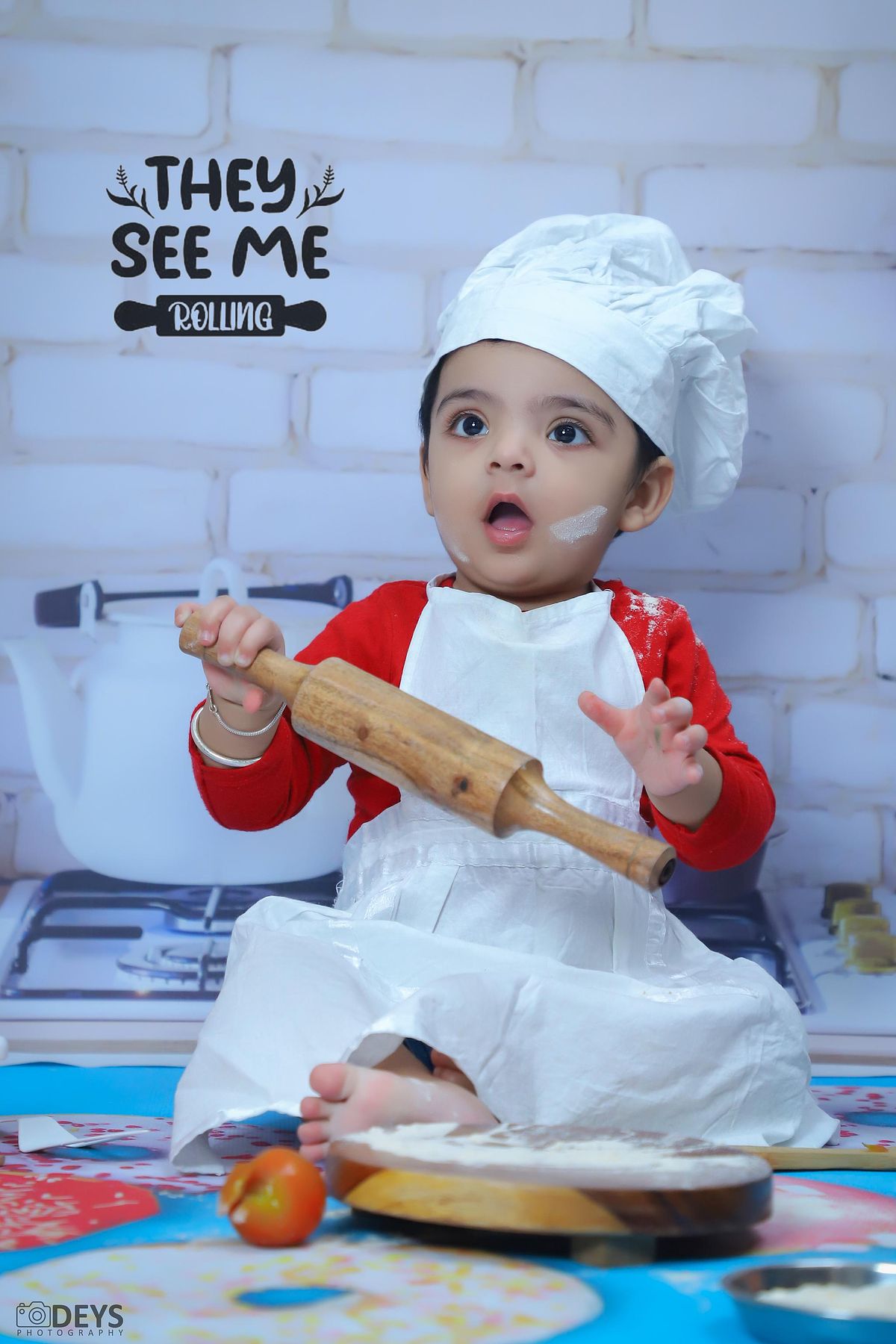 Photoshoot 1st birthday indoor in Gurgaon kitchen theme