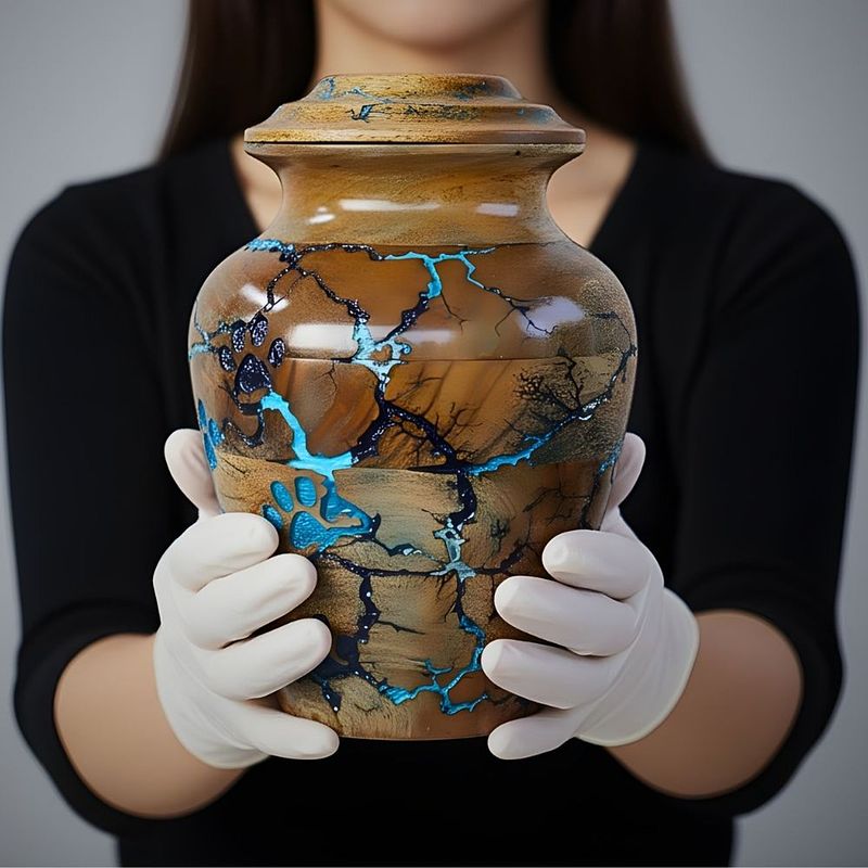 Carved Paw & Lightning Strikes Wooden Pet Urn