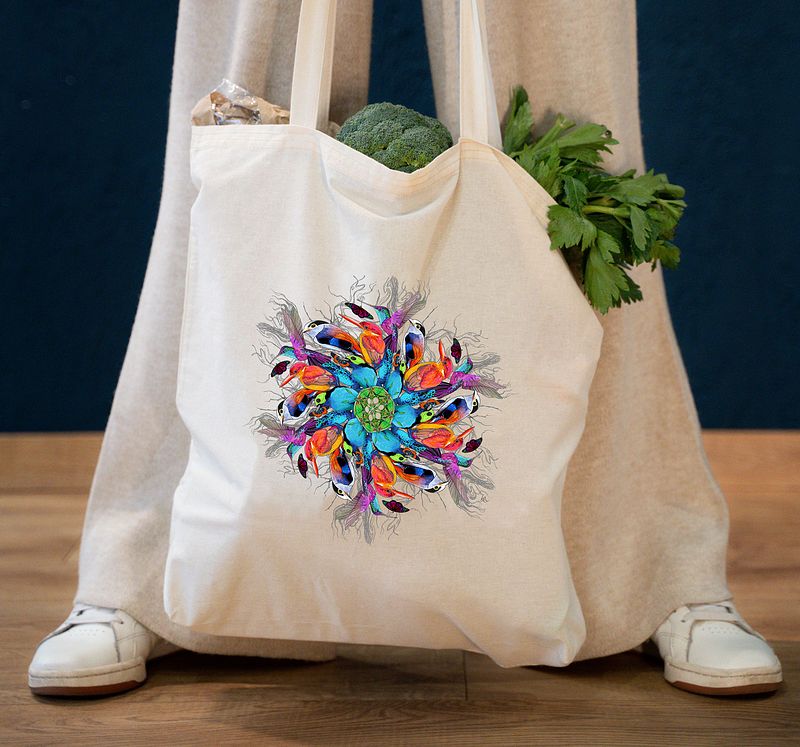 Beautiful Bird Mandala Organic Cotton Tote Bag