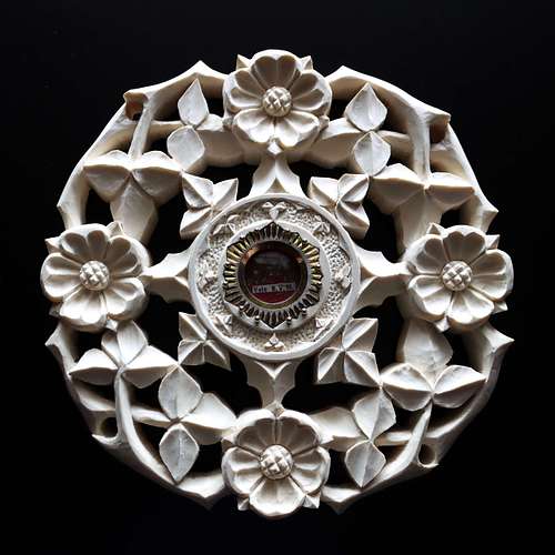 A beautifully carved holly reliquary for a relic of the veil of the Blessed Virgin Mary