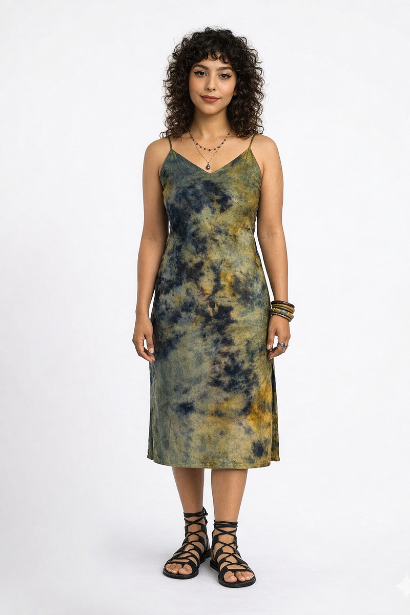 Linen Satin Slip Dress - Golden Hour