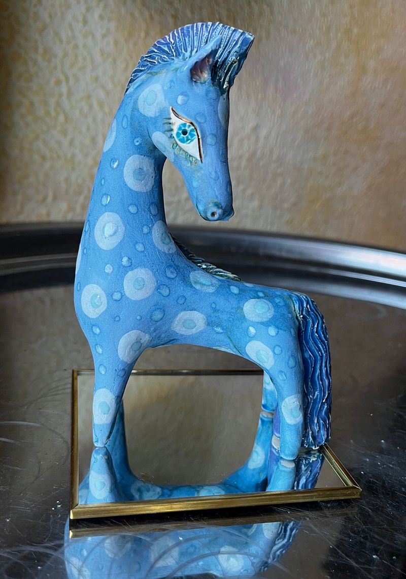 A Dappled Blue Horse, Original mini-sculpture