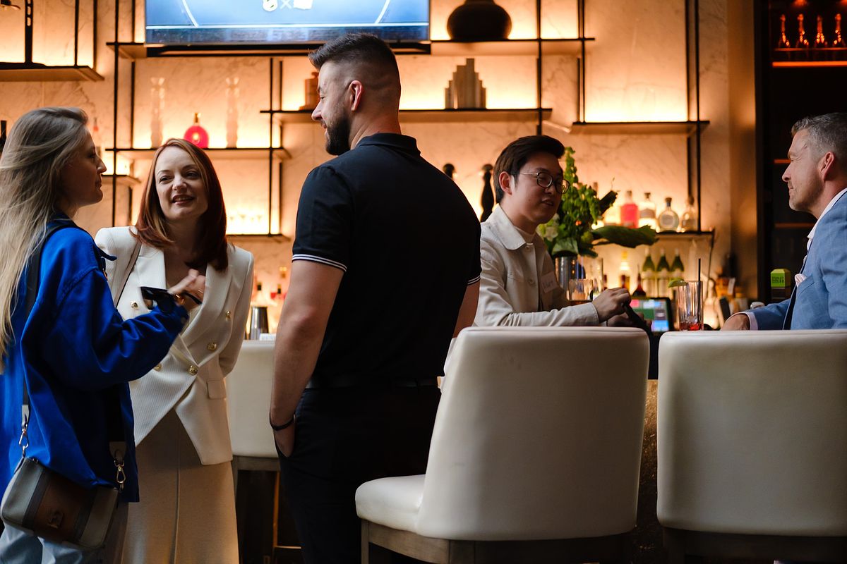 having drinks at a nice bar