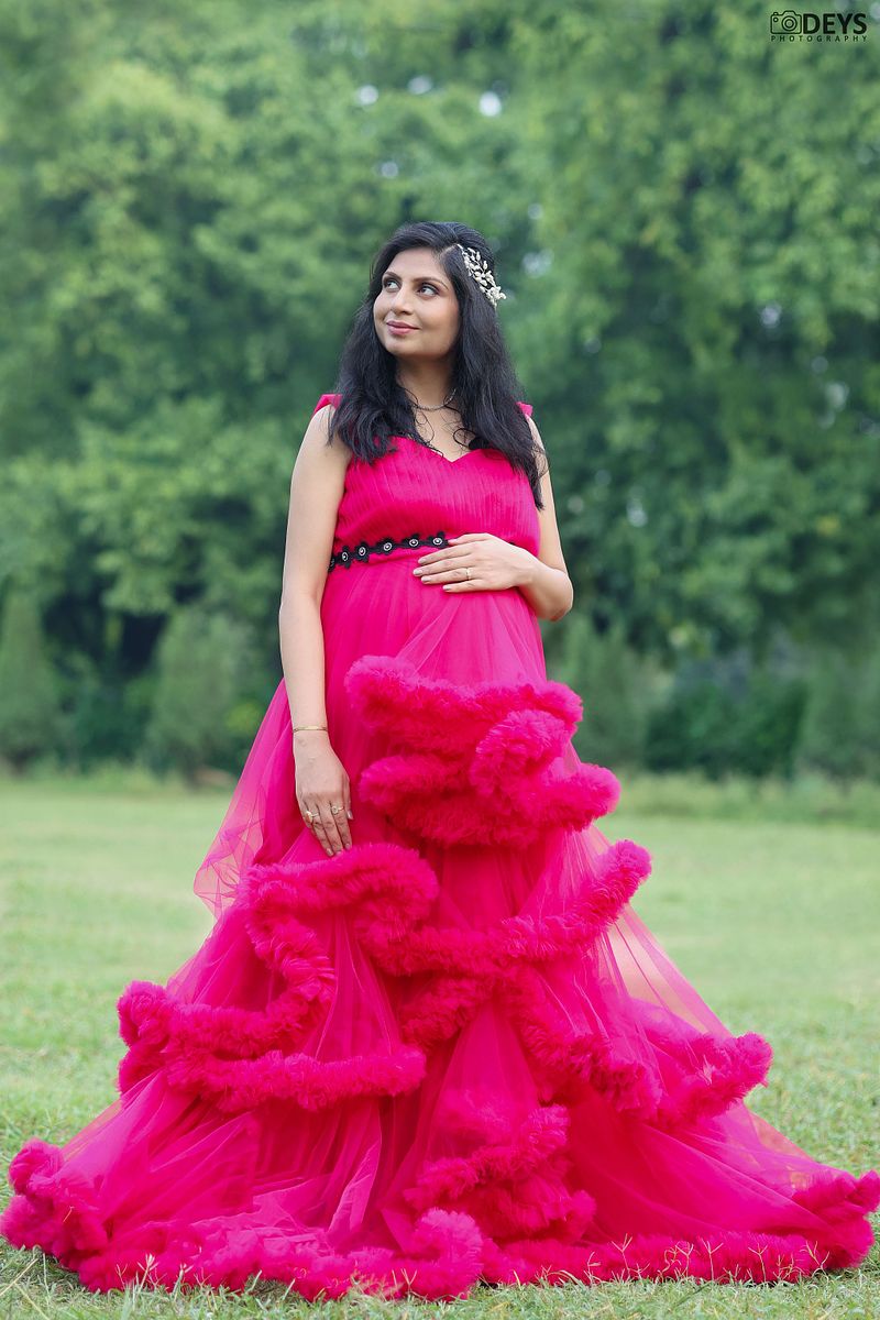 DP017 - Magenta Puffy Ruffle Gown