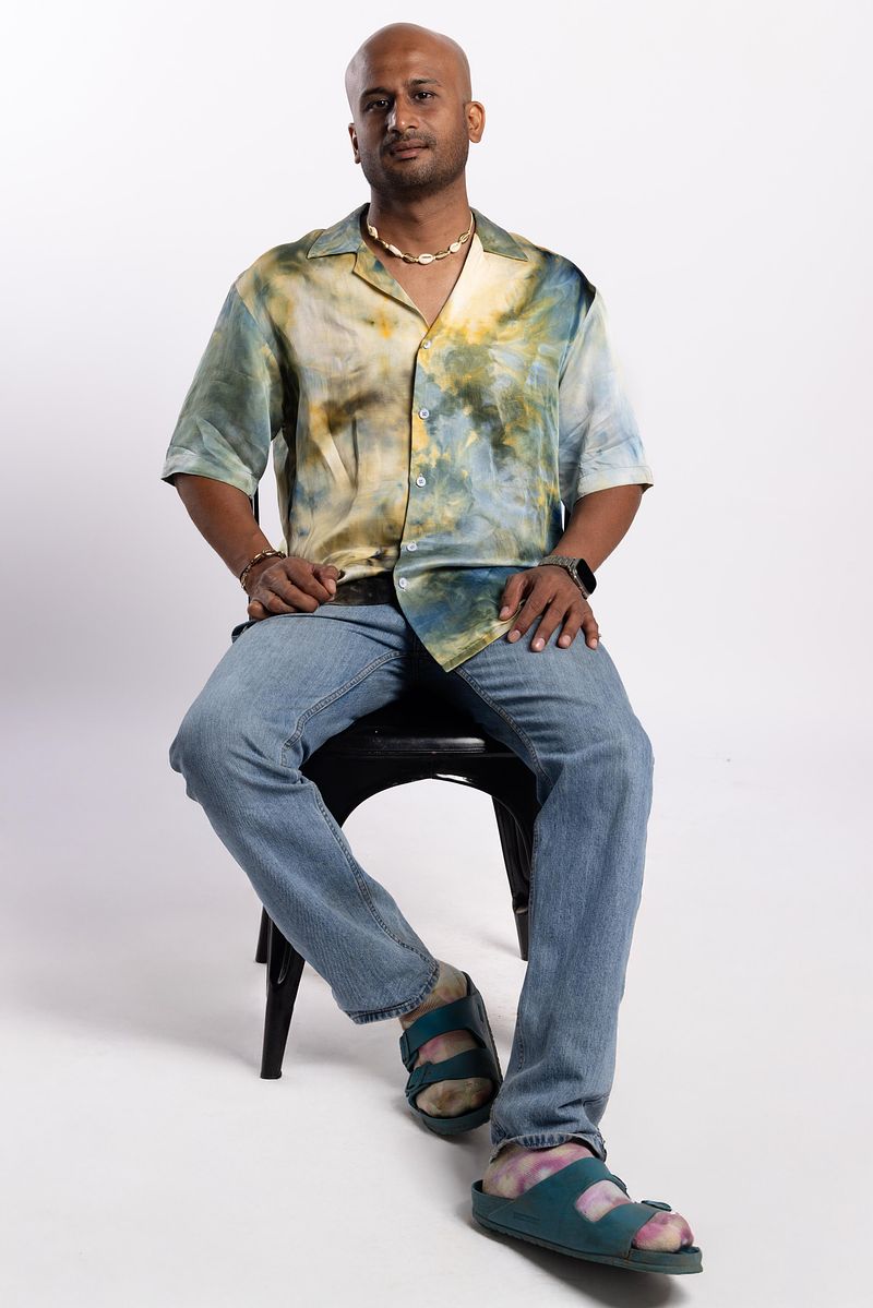 Linen Satin Cuban Collar Shirt - Golden Hour