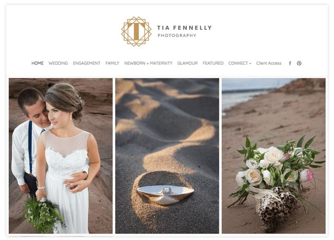 Sito web di fotografia di matrimonio di Tia Fennelly