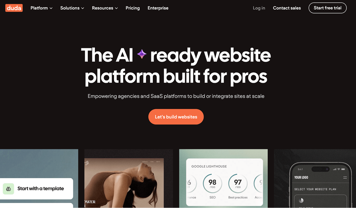 Duda homepage screenshot