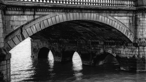 Cityscapes, architecture, stone, bridge, river, Clyde, Glasgow, Scotland, United Kingdom, UK, black & white