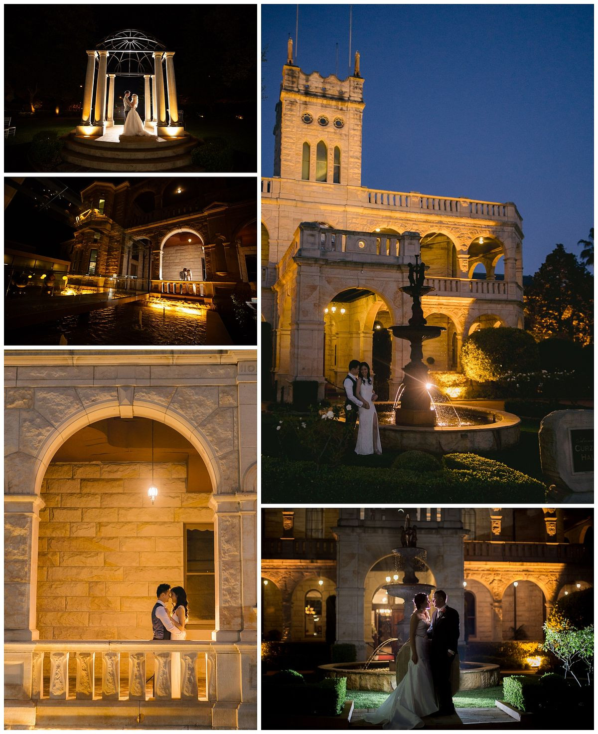 Night photography of wedding couple at Curzon Hall.