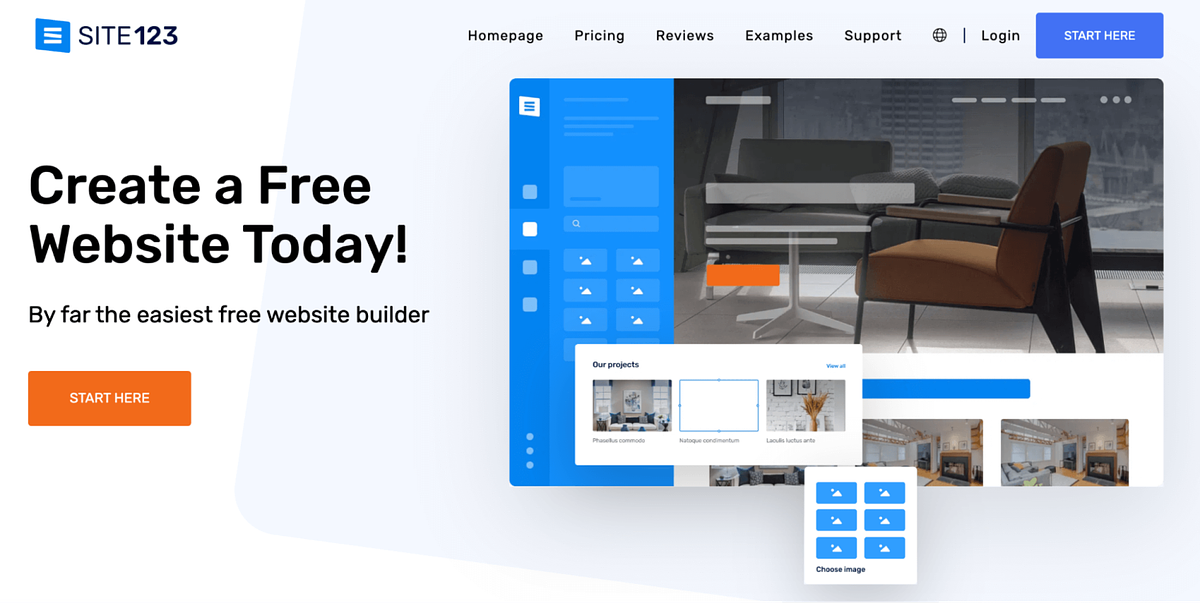 Immagine della home page di SITE123