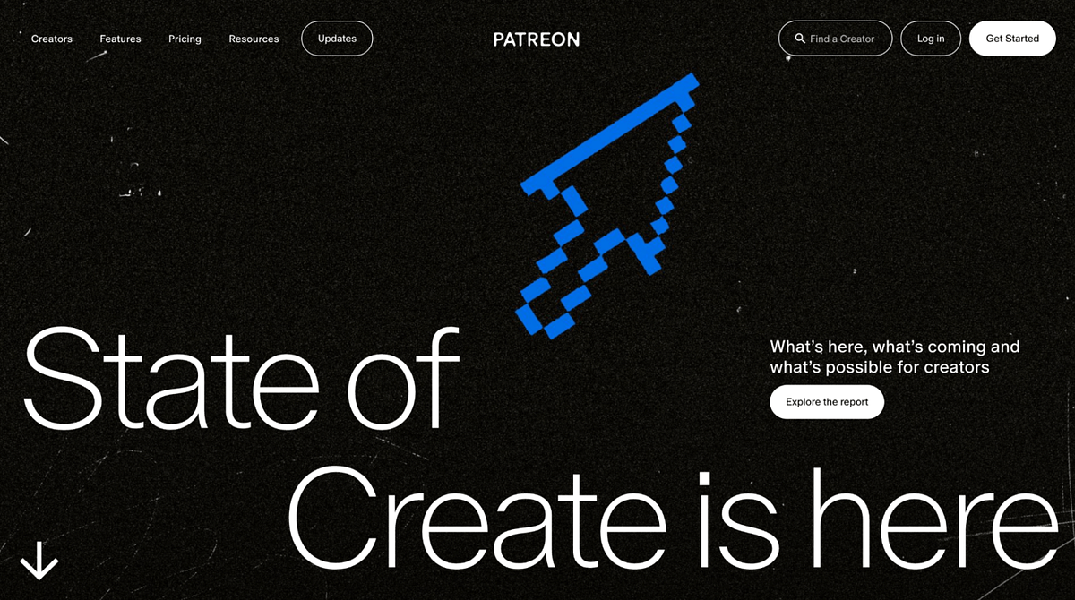 Screenshot of Patreon's home page