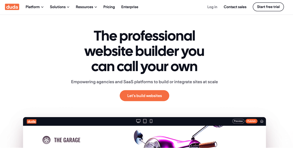 Image of Duda's home page