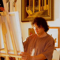 Artist painter of the suspended time