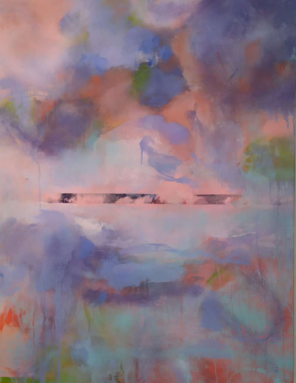 Horizon – peinture abstraite rose et mauve
