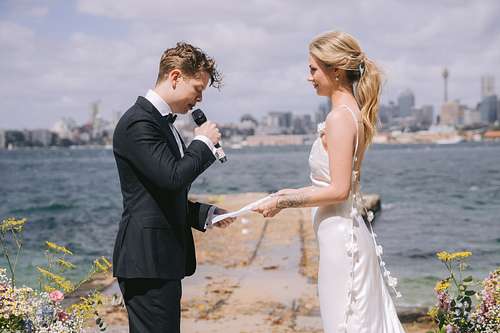 Wedding ceremony at Bradleys Head Amphitheatre