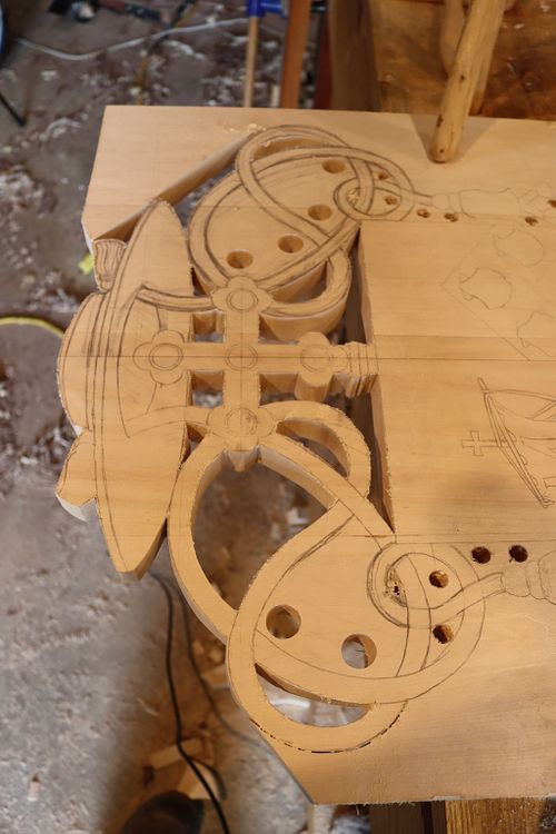 cutting out panel for heraldic coat of arms