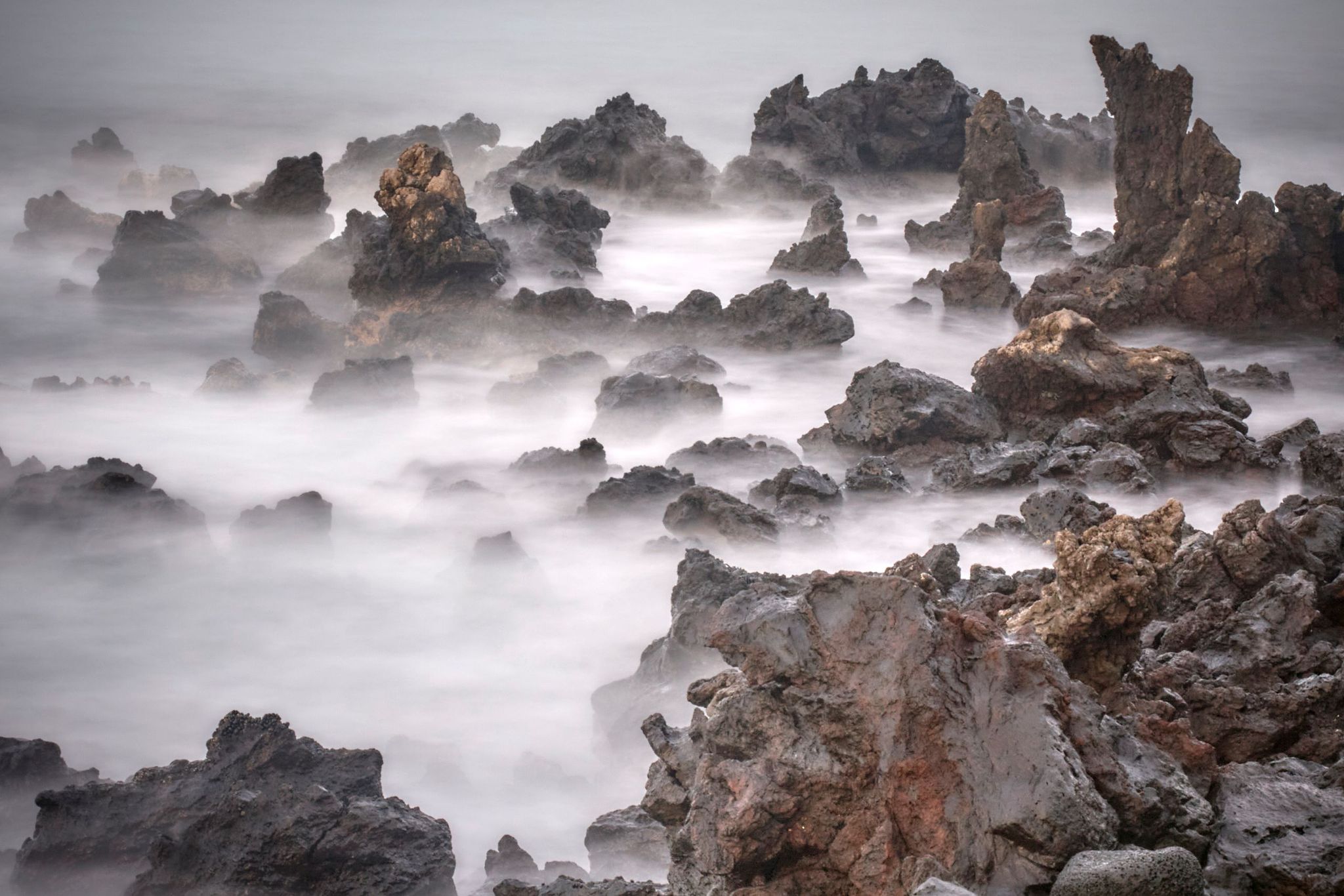 Lava Stacks in Early Morning Surf - Waikoloa, Hawaii
