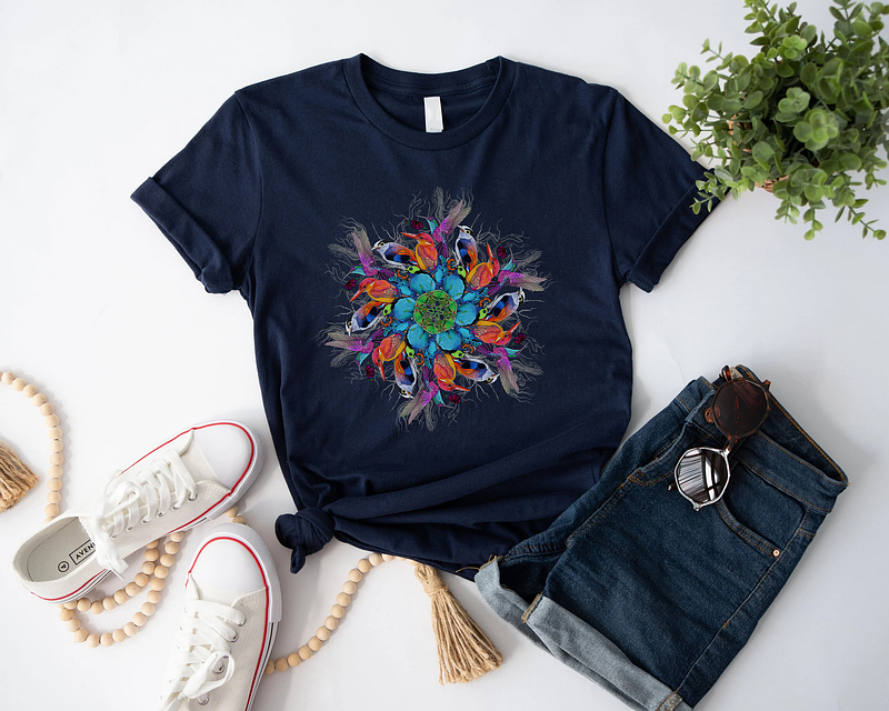 Beautiful Birds Mandala Organic Cotton T-Shirt