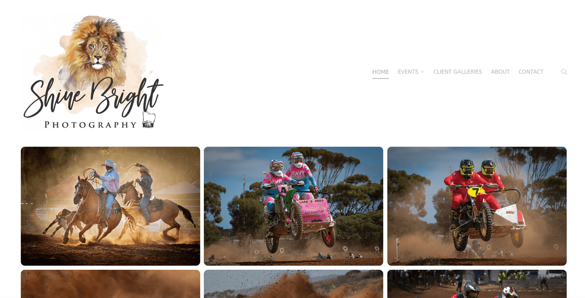 Strona internetowa portfolio fotografii sportowej Shine Bright