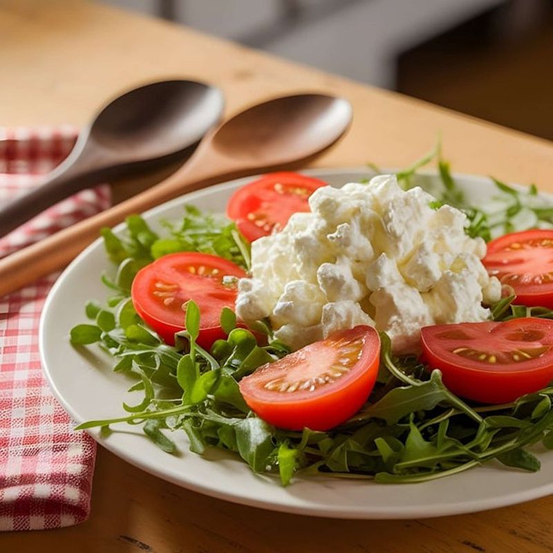 Cottage Cheese with Tomato and Arugula