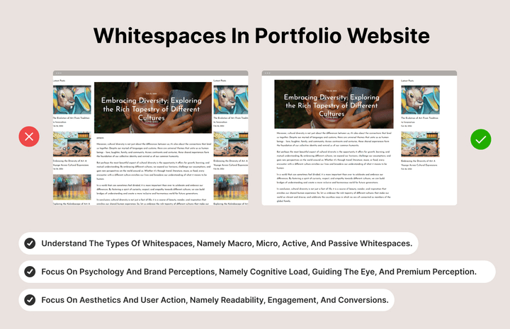 Whitespaces in portfolio websites