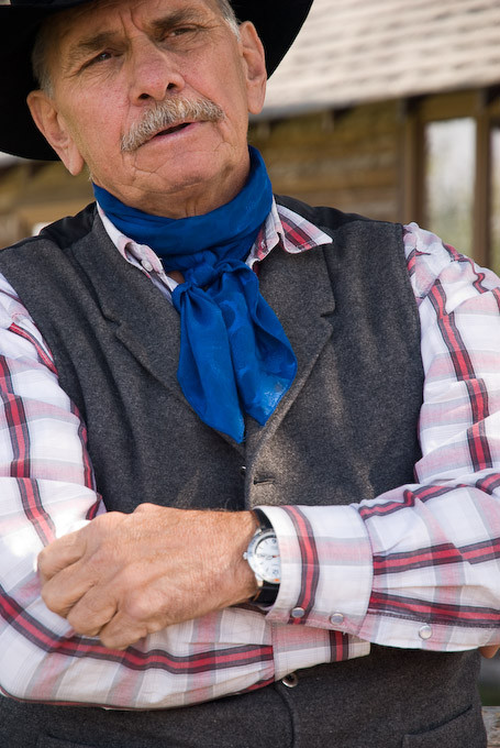 Rancher Tom Angle in reflective pose in Wyoming