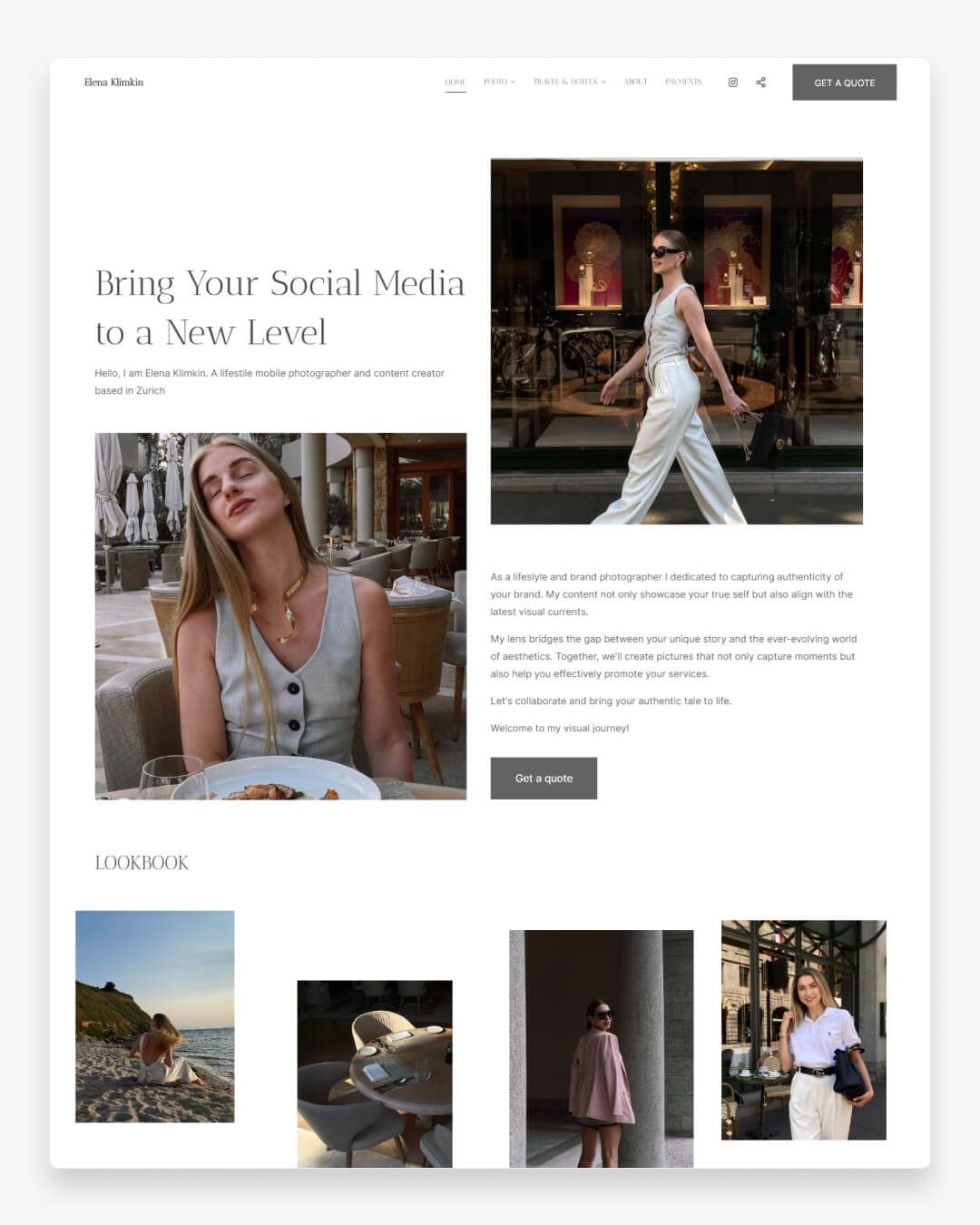 Portfolio de photographies de style de vie d'Elena Klimkin