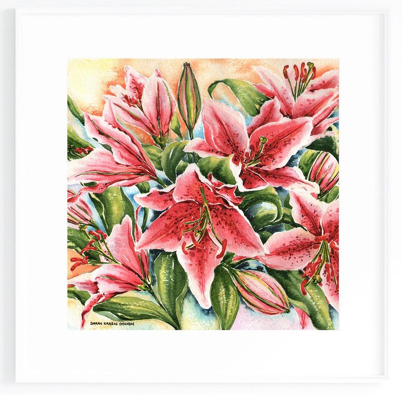 Pink Stargazer Lilies Original Watercolour Painting