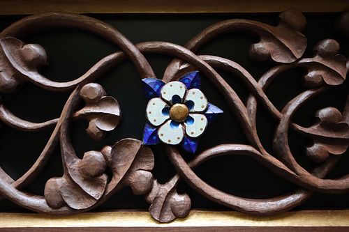 columbine flower hand-carved and hand-painted