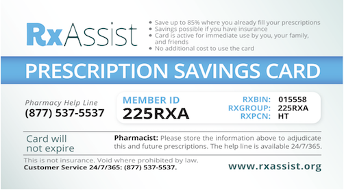 RxAssist savings card for menopause medications