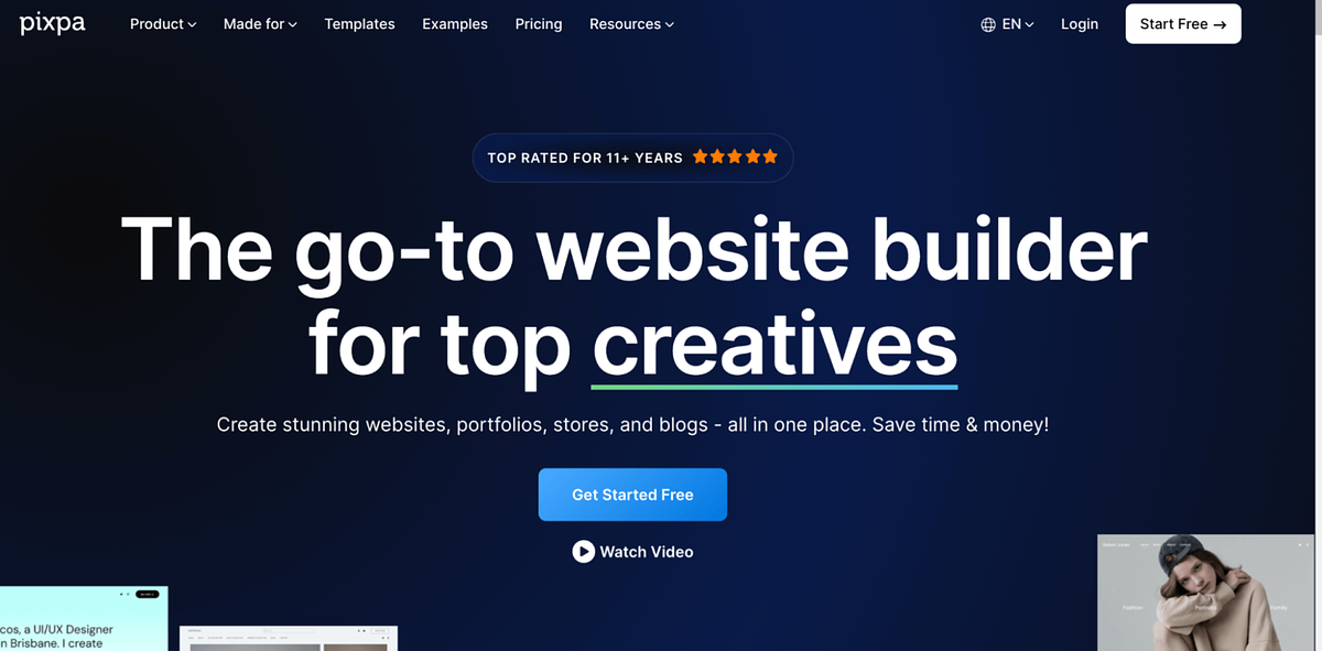 Screenshot von PixpaHomepage