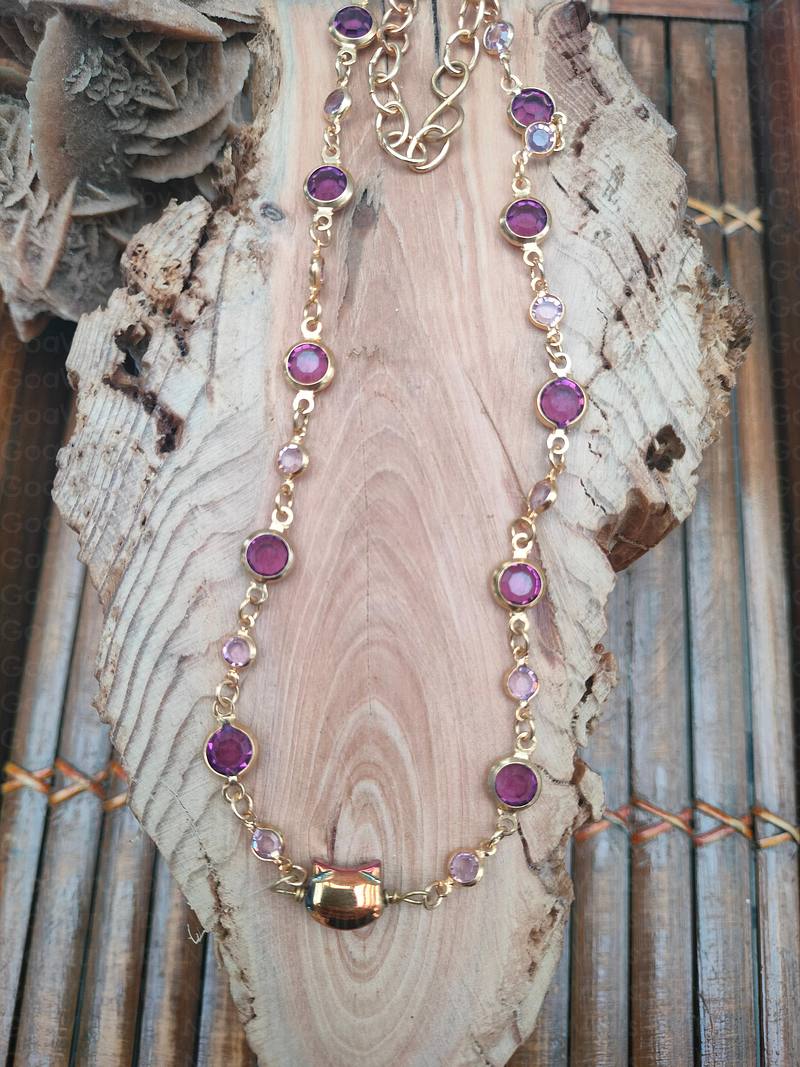 Strass charms kitten necklace