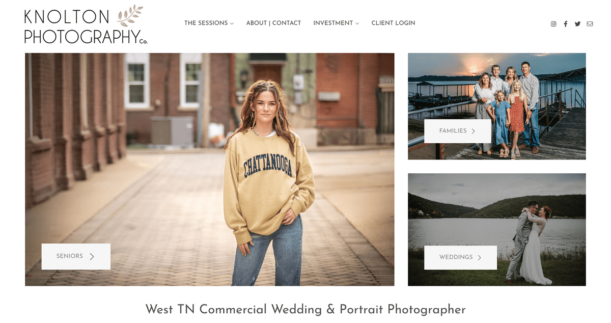Screenshot van de website van Knolton Photography
